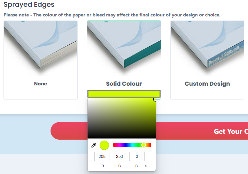 Sprayed edge book printing on BookvaultBespoke